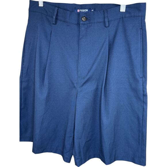 Chaps Golf Men's Pleated Shorts 34 Blue Polyester Lightweight Casual Dressy - Picture 3 of 13